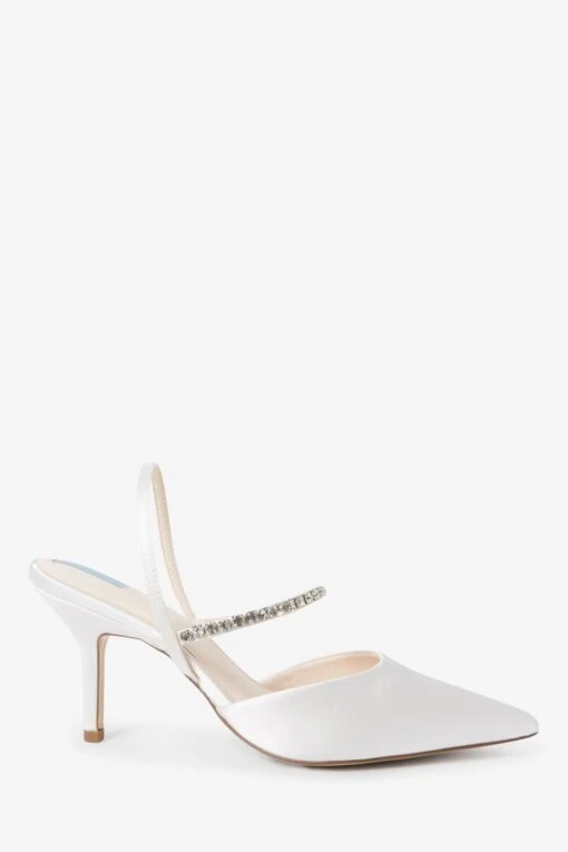 Next Ivory Ivory Forever Comfort Wedding Satin Jewel Slingback Bridal Shoes -Style Haven Shop 201 217s scaled