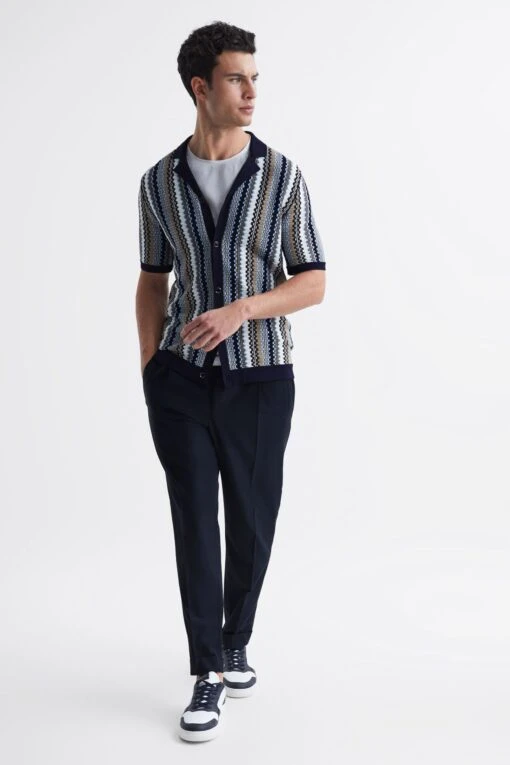 Reiss Gibbon Cuban Collar Striped Button Through Shirt -Style Haven Shop 4BY870s3 scaled