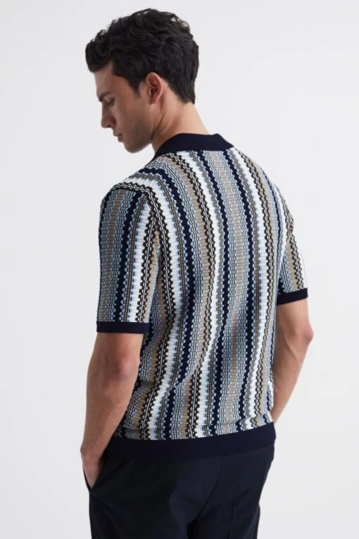 Reiss Gibbon Cuban Collar Striped Button Through Shirt -Style Haven Shop 4BY870s5 scaled