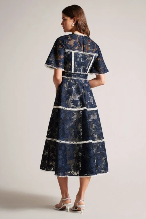 Ted Baker Blue Rubiely Fit And Flare Tiered Lace Midi Dress -Style Haven Shop 795 921s2 scaled