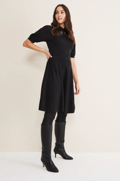 Phase Eight Panelled Knee High Black Boots -Style Haven Shop A41666s6 scaled