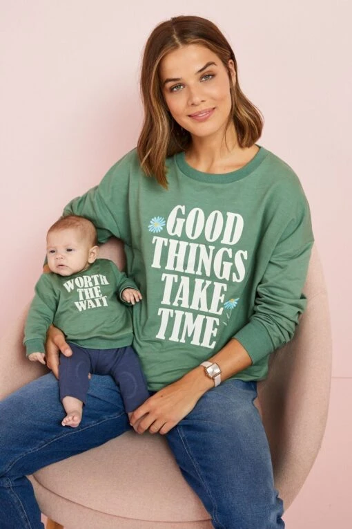 Next Maternity Mother And Baby Matching Cotton Sweatshirt Set -Style Haven Shop A86 836s scaled