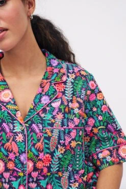 Next Navy Blue Floral Lucy Tiffney Button Through Pyjama Short Set -Style Haven Shop C01208s3 scaled