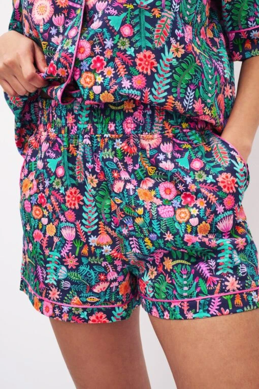 Next Navy Blue Floral Lucy Tiffney Button Through Pyjama Short Set -Style Haven Shop C01208s4 scaled