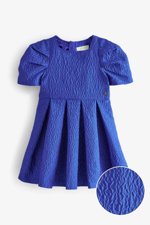 Baker By Ted Baker Blue Cloque Dress -Style Haven Shop C26234s scaled