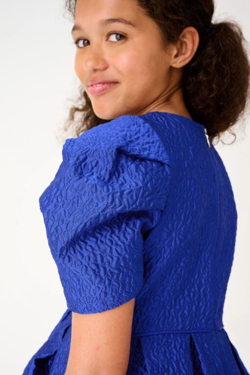 Baker By Ted Baker Blue Cloque Dress -Style Haven Shop C26234s8 scaled