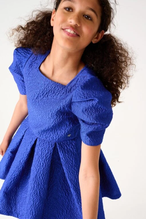 Baker By Ted Baker Blue Cloque Dress -Style Haven Shop C26234s9 scaled