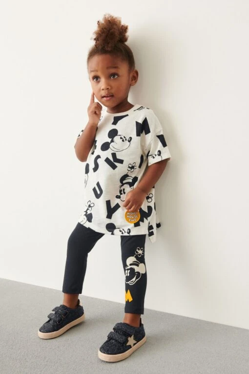 Next Monochrome Mickey Mouse T-Shirt And Leggings Set (3mths-7yrs) -Style Haven Shop C59 762s scaled