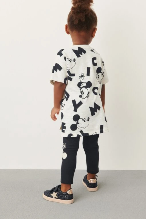 Next Monochrome Mickey Mouse T-Shirt And Leggings Set (3mths-7yrs) -Style Haven Shop C59 762s3 scaled