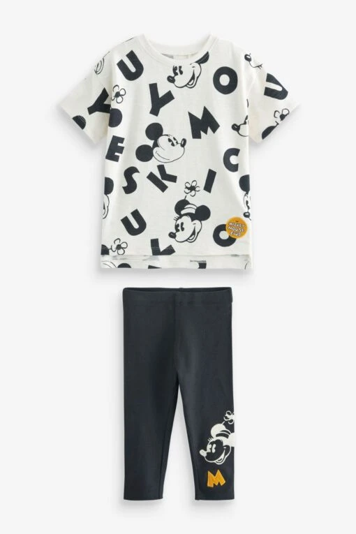 Next Monochrome Mickey Mouse T-Shirt And Leggings Set (3mths-7yrs) -Style Haven Shop C59 762s5 scaled
