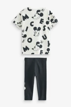 Next Monochrome Mickey Mouse T-Shirt And Leggings Set (3mths-7yrs) -Style Haven Shop C59 762s6 scaled
