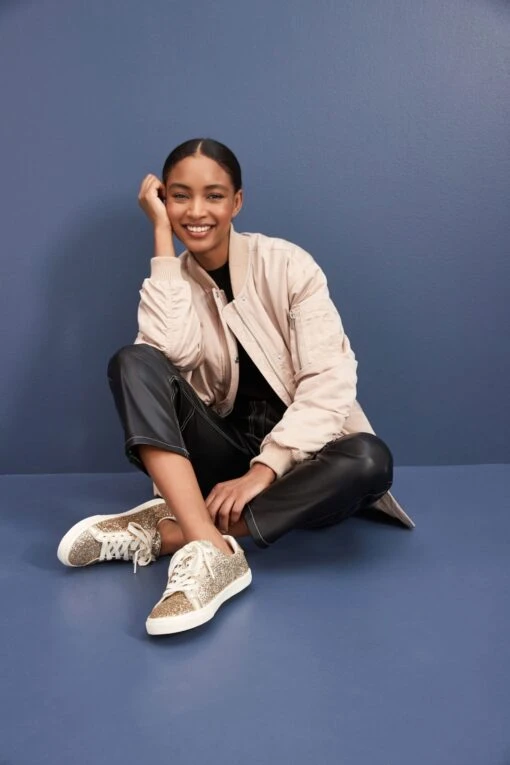 Next Gold Forever Comfort Glitter Lace-up Trainers -Style Haven Shop C92 728s2 scaled