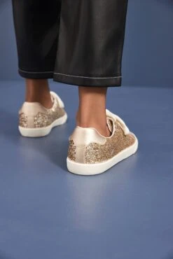 Next Gold Forever Comfort Glitter Lace-up Trainers -Style Haven Shop C92 728s3 scaled