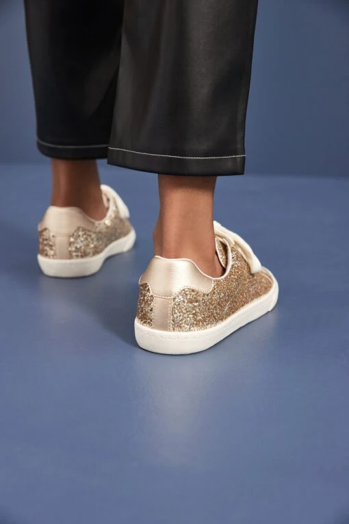 Next Gold Forever Comfort Glitter Lace-up Trainers -Style Haven Shop C92 728s3 scaled