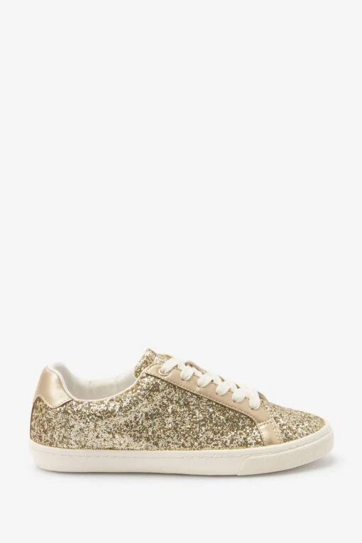 Next Gold Forever Comfort Glitter Lace-up Trainers -Style Haven Shop C92 728s5 scaled