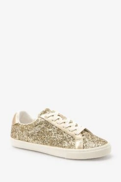 Next Gold Forever Comfort Glitter Lace-up Trainers -Style Haven Shop C92 728s6 scaled