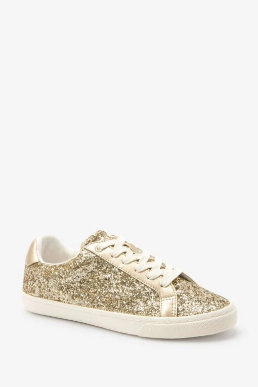Next Gold Forever Comfort Glitter Lace-up Trainers -Style Haven Shop C92 728s6 scaled