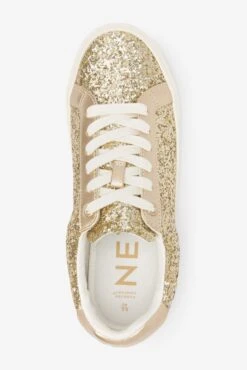 Next Gold Forever Comfort Glitter Lace-up Trainers -Style Haven Shop C92 728s7 scaled