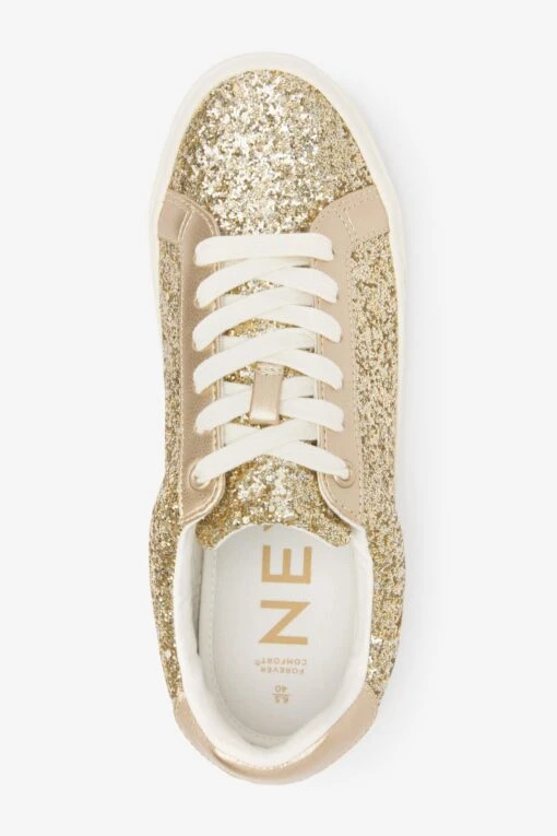 Next Gold Forever Comfort Glitter Lace-up Trainers -Style Haven Shop C92 728s7 scaled