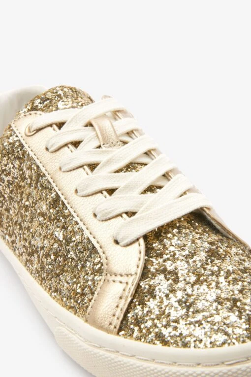 Next Gold Forever Comfort Glitter Lace-up Trainers -Style Haven Shop C92 728s8 scaled
