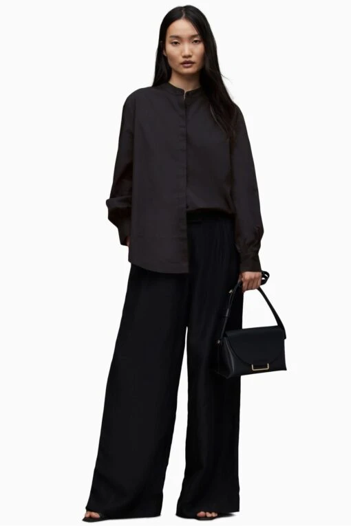AllSaints Marcie Black Shirt -Style Haven Shop D17307s scaled