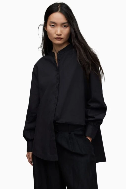 AllSaints Marcie Black Shirt -Style Haven Shop D17307s5 scaled