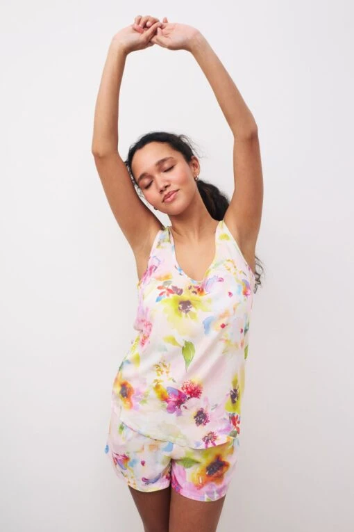 Next Pink Floral Vest Pyjama Short Set -Style Haven Shop D32933s scaled