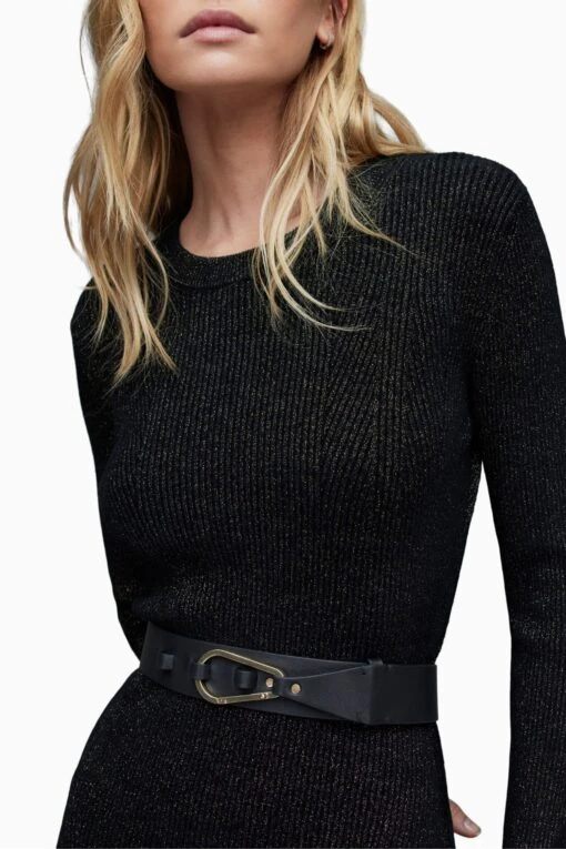 AllSaints Coleen Black Carabiner Belt -Style Haven Shop D33420s scaled