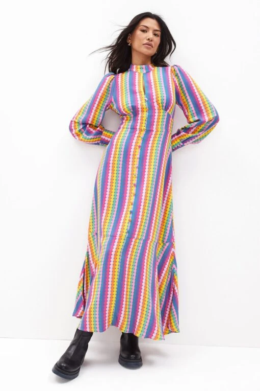 Olivia Rubin London Multi Agnes High Neck Maxi Dress -Style Haven Shop D61283s2 scaled
