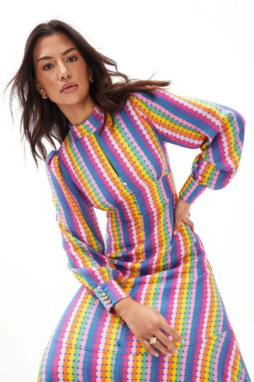Olivia Rubin London Multi Agnes High Neck Maxi Dress -Style Haven Shop D61283s4 scaled