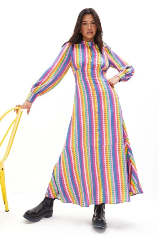 Olivia Rubin London Multi Agnes High Neck Maxi Dress -Style Haven Shop D61283s5 scaled