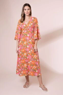 Anorak Pink Nostalgic Flower EcoVero Erin Midi Dress -Style Haven Shop D62885s6 scaled