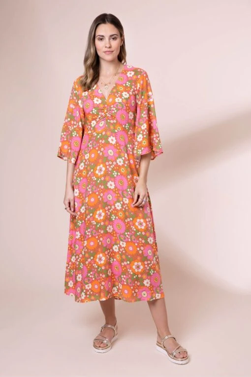 Anorak Pink Nostalgic Flower EcoVero Erin Midi Dress -Style Haven Shop D62885s6 scaled