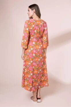 Anorak Pink Nostalgic Flower EcoVero Erin Midi Dress -Style Haven Shop D62885s7 scaled