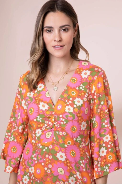 Anorak Pink Nostalgic Flower EcoVero Erin Midi Dress -Style Haven Shop D62885s8 scaled