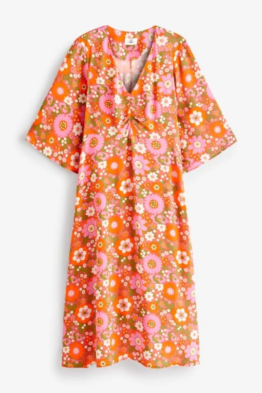 Anorak Pink Nostalgic Flower EcoVero Erin Midi Dress -Style Haven Shop D62885s9 scaled