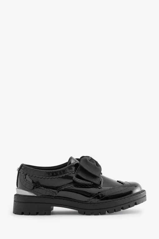 Baker By Ted Baker Girls Back To School Black Patent Brogue Shoes With Bow -Style Haven Shop D66090s scaled