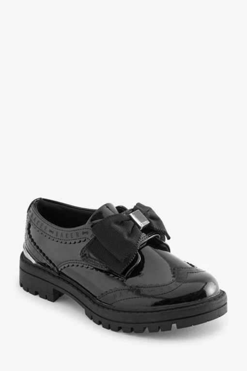Baker By Ted Baker Girls Back To School Black Patent Brogue Shoes With Bow -Style Haven Shop D66090s2 scaled