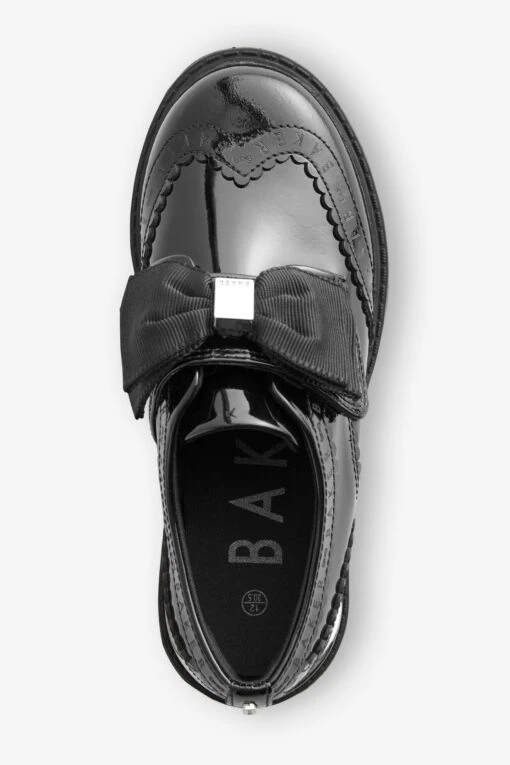 Baker By Ted Baker Girls Back To School Black Patent Brogue Shoes With Bow -Style Haven Shop D66090s3 scaled