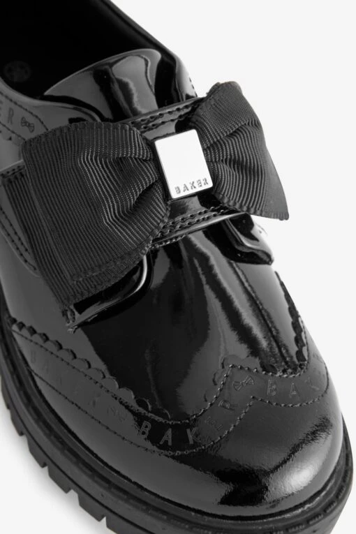 Baker By Ted Baker Girls Back To School Black Patent Brogue Shoes With Bow -Style Haven Shop D66090s4 scaled