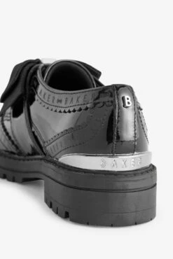 Baker By Ted Baker Girls Back To School Black Patent Brogue Shoes With Bow -Style Haven Shop D66090s5 scaled
