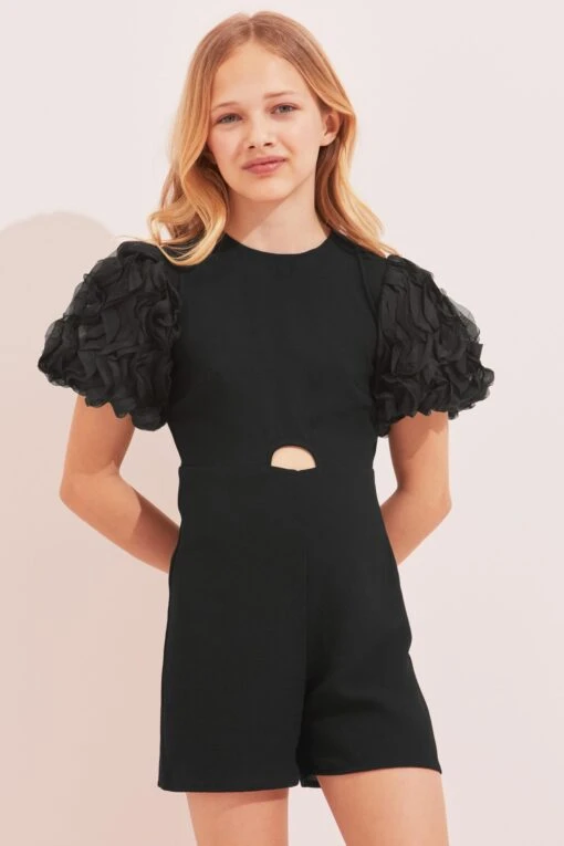 Lipsy Ruffle Puff Sleeve Playsuit -Style Haven Shop K38430s scaled