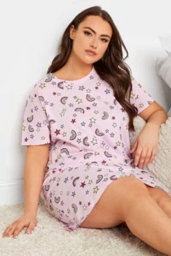 Yours Curve Star And Rainbow Sleep T-Shirt -Style Haven Shop L39303s3 scaled