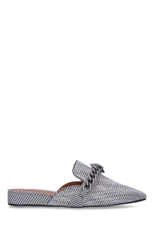 Kurt Geiger London Silver Chrome Chelsea Mule Shoes -Style Haven Shop M45602s scaled