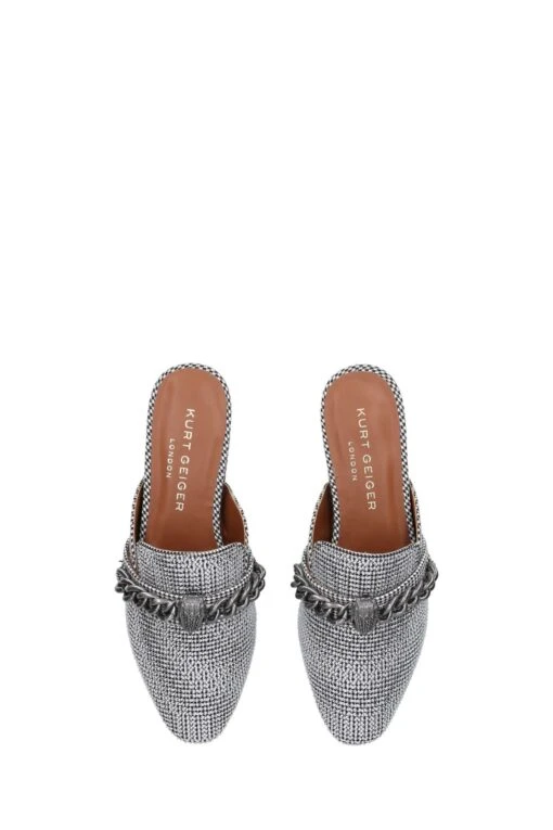 Kurt Geiger London Silver Chrome Chelsea Mule Shoes -Style Haven Shop M45602s4 scaled