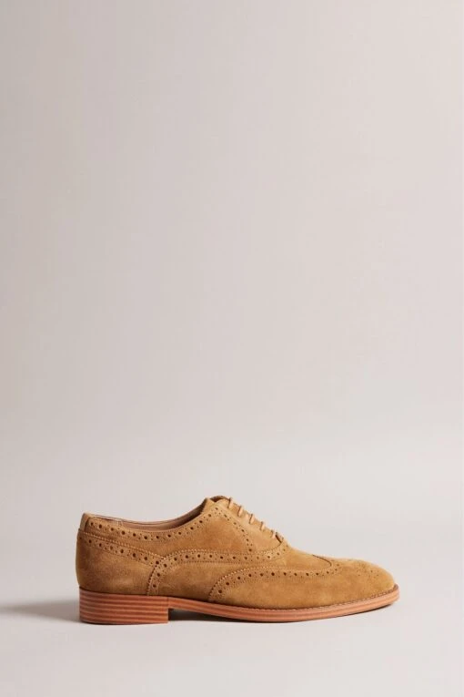 Ted Baker Natural Ammais Formal Suede Brogue Shoes -Style Haven Shop M91748s scaled