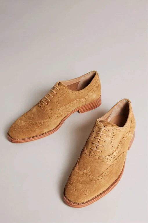 Ted Baker Natural Ammais Formal Suede Brogue Shoes -Style Haven Shop M91748s2 scaled