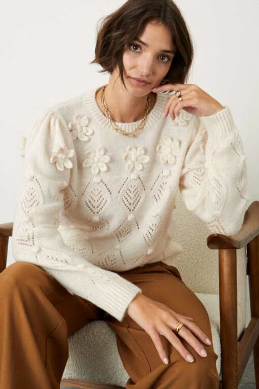 Monsoon Natural Flower Applique Pointelle Jumper -Style Haven Shop T55616s scaled