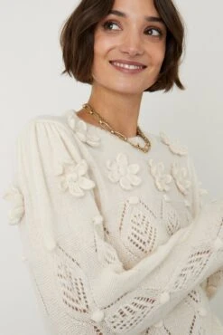 Monsoon Natural Flower Applique Pointelle Jumper -Style Haven Shop T55616s3 scaled