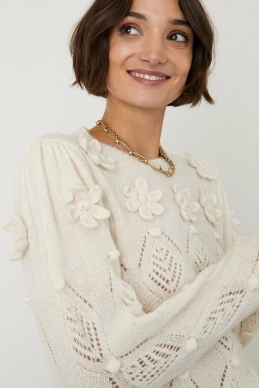 Monsoon Natural Flower Applique Pointelle Jumper -Style Haven Shop T55616s3 scaled